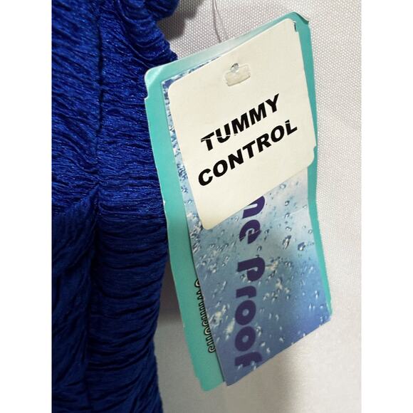 New Penbrooke krinkle Crossover Chlorine Resistant Blue OnePiece Swimsuit Sz 24W - Picture 4 of 12